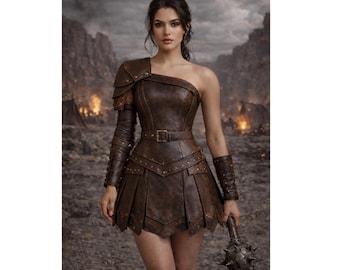 Women's Dark Fantasy Warrior Armor Dress – Gladiator Battle Cosplay Outfit