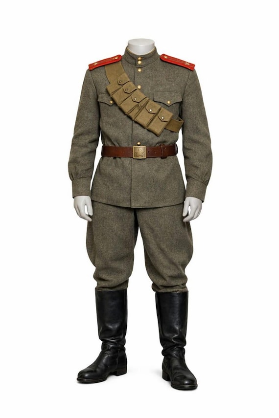 WW2 Style Military Officer Uniform Set - Historical Army Tunic, Trousers, Belt & Pouches - Vintage Combat Suit - Custom Fit Reenactment Gear