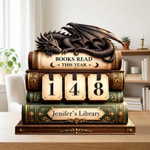 Custom Dragon Books Tracker Personalized Fantasy Books Read This Year Counter Gift Bookshelf Decor