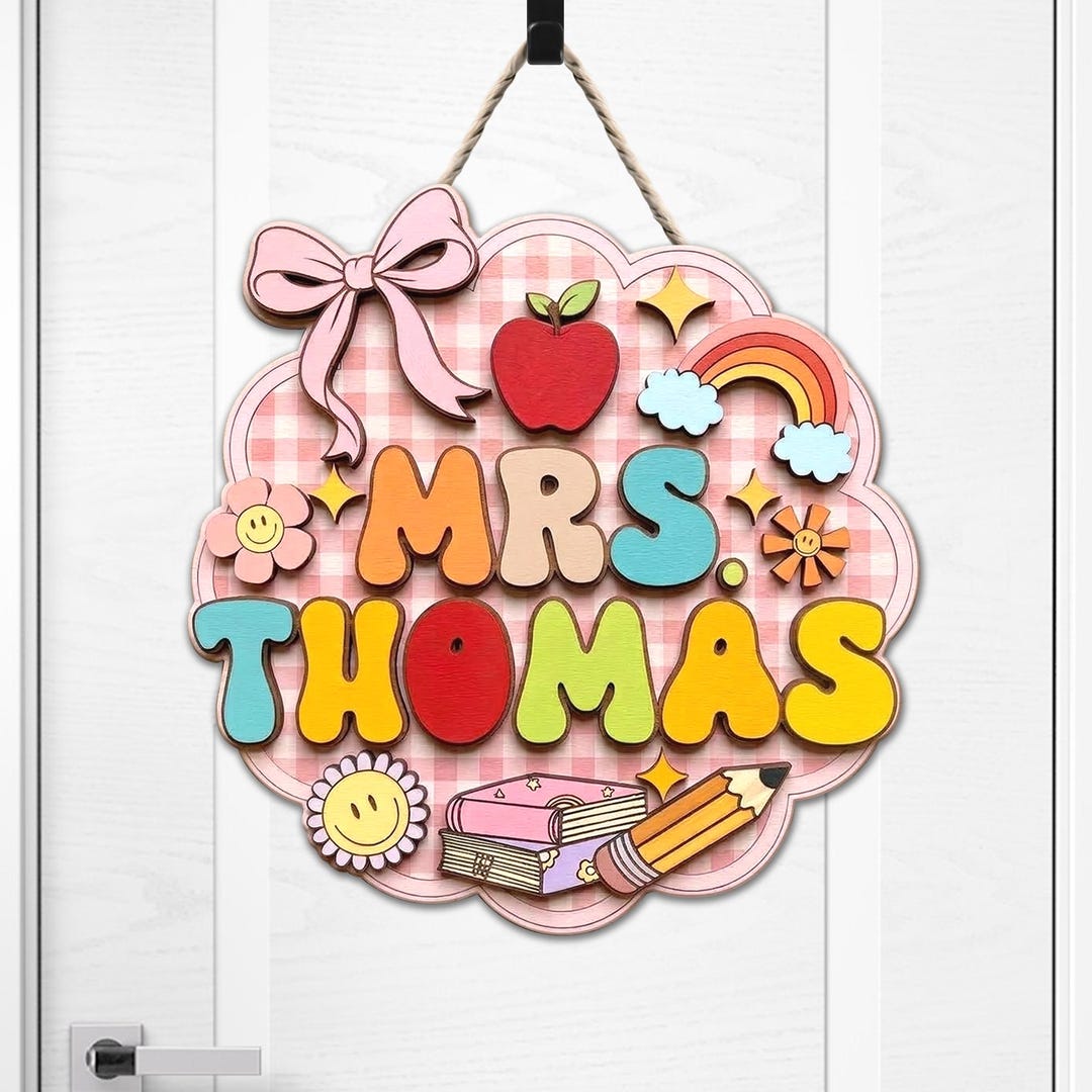 Custom Classroom Teacher Sign 3D Door Hanger Personalized School ...