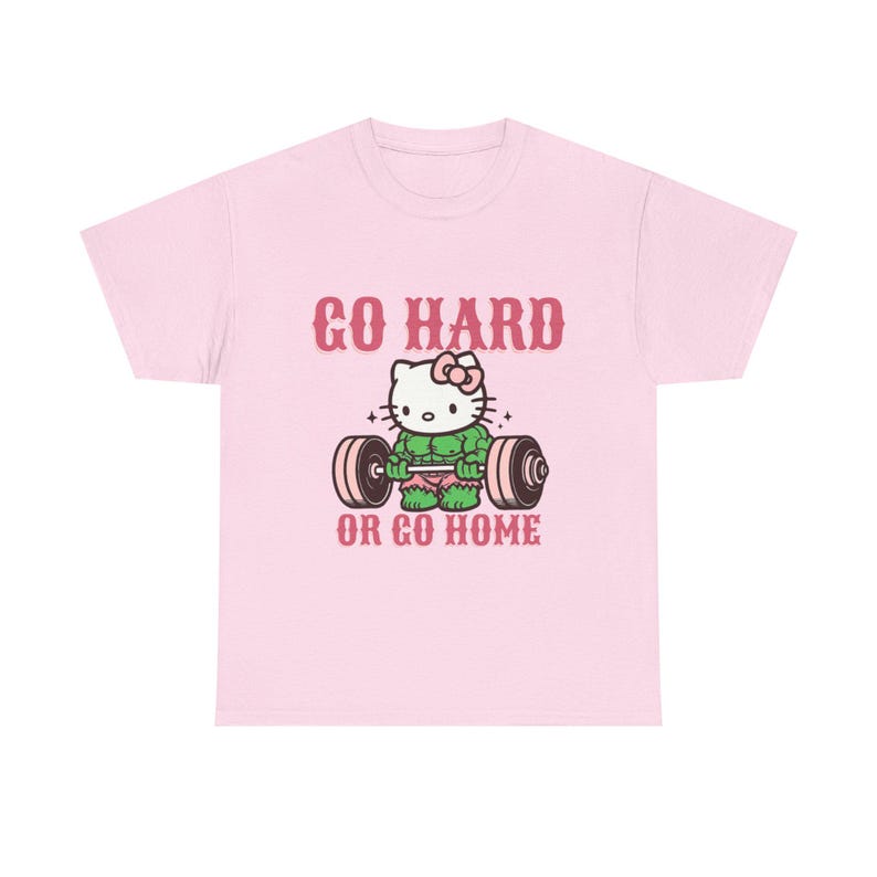 Go Hard or Go Home Weightlifting Cat T-shirt unisex | Gym Workout| hello kitty, Hulk image 7