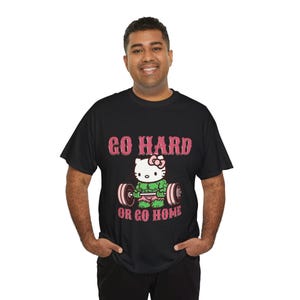 Go Hard or Go Home Weightlifting Cat T-shirt unisex | Gym Workout| hello kitty, Hulk image 8