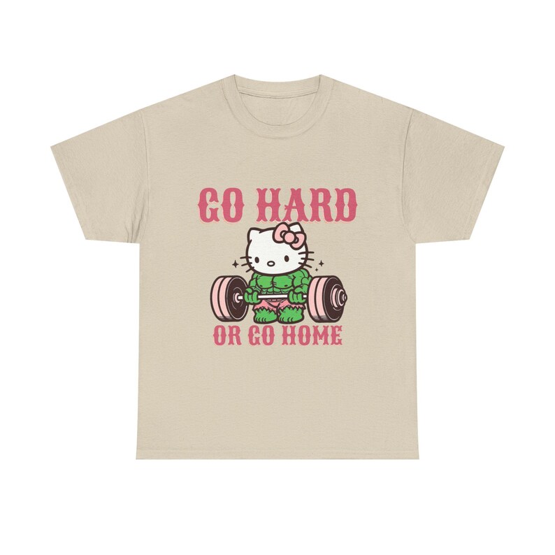 Go Hard or Go Home Weightlifting Cat T-shirt unisex | Gym Workout| hello kitty, Hulk image 3