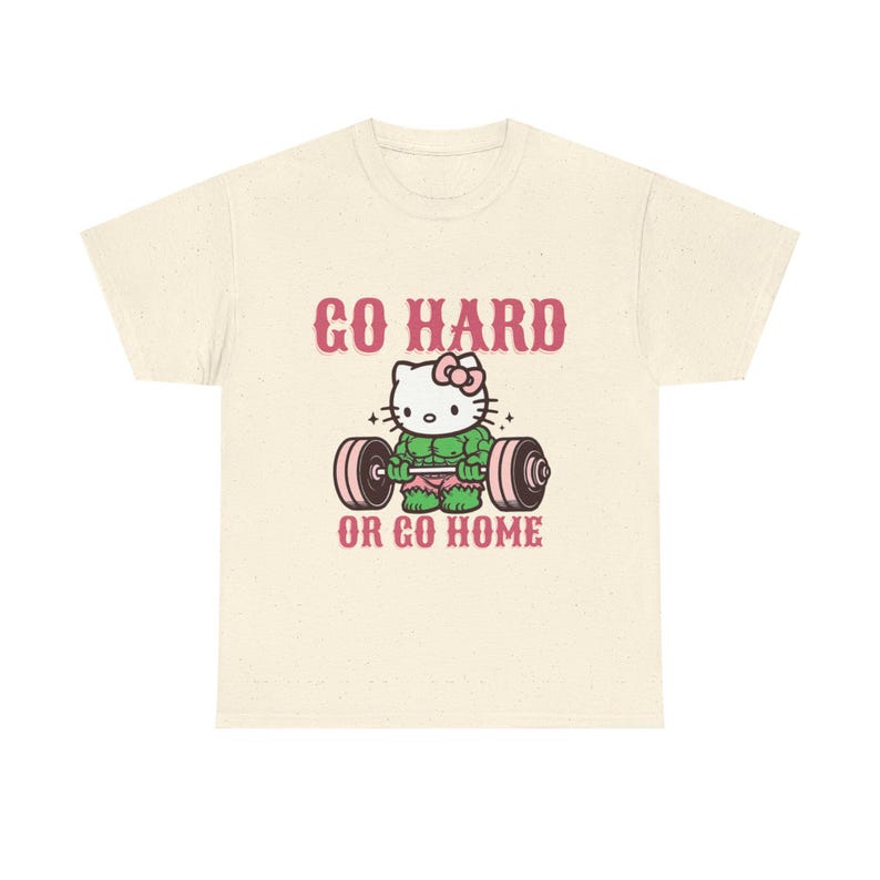 Go Hard or Go Home Weightlifting Cat T-shirt unisex | Gym Workout| hello kitty, Hulk image 5