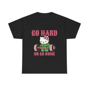 Go Hard or Go Home Weightlifting Cat T-shirt unisex | Gym Workout| hello kitty, Hulk image 2