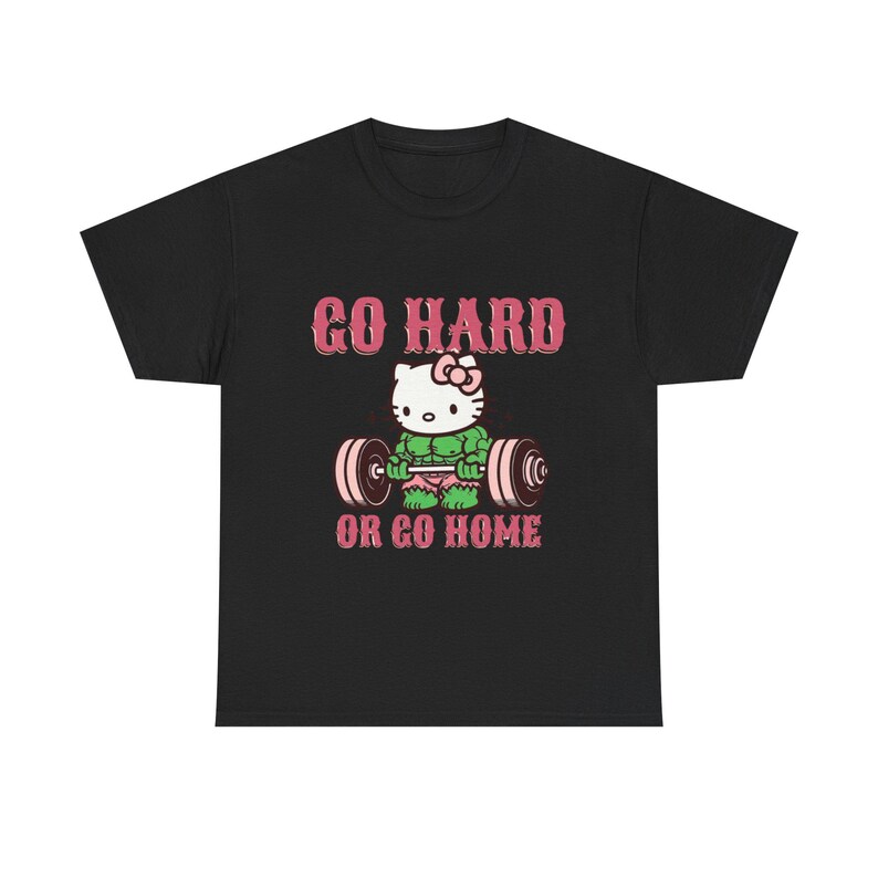 Go Hard or Go Home Weightlifting Cat T-shirt unisex | Gym Workout| hello kitty, Hulk image 2