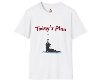 Today's Plan Wine and Yoga catT-Shirt | Wine Glass Balance Graphic Tee