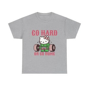 Go Hard or Go Home Weightlifting Cat T-shirt unisex | Gym Workout| hello kitty, Hulk image 4