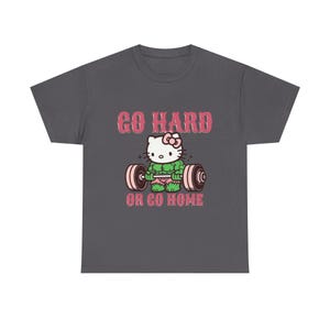 Go Hard or Go Home Weightlifting Cat T-shirt unisex | Gym Workout| hello kitty, Hulk image 6
