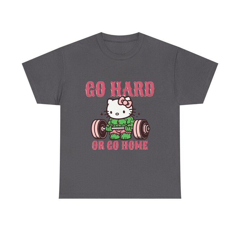 Go Hard or Go Home Weightlifting Cat T-shirt unisex | Gym Workout| hello kitty, Hulk image 6