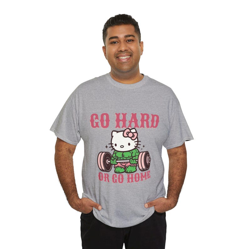 Go Hard or Go Home Weightlifting Cat T-shirt unisex | Gym Workout| hello kitty, Hulk image 9