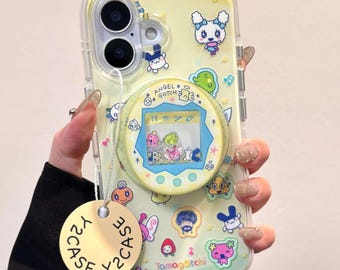 MagSafe-Compatible Clear Phone Case with Cute Animal Sticker Design, Includes Matching Pixel Pet Magnetic Stand, for iPhone 15/16/17 Pro Max