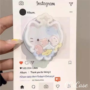 MagSafe-Compatible Clear Phone Case Sanrio Character Collection Hello Kitty Pompompurin Matching Circular Stand, for iPhone 15/16/17 Pro Max Magnetic Grip Only