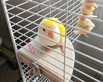 Washable Lava Stone Bird Platform Perch for Parrots - Sand Coated Corner Stand for Nail Trimming - Budgie Cockatiel Cage Accessories 4 Sizes