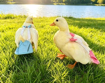 Adjustable Pet Chicken & Duck Diaper, Washable Poultry Harness with Bow Tie, Cute Bird Apparel for Indoor Ducks Geese Hens, Pet Bird Gift