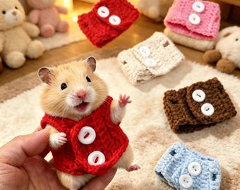 Ręcznie robiona na szydełku kamizelka dla chomika, sweterek dla szczura i myszy, uroczy rekwizyt do zdjęć, przytulny prezent w postaci opaski na brzuch dla świnki morskiej