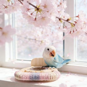 Rainbow Rope Bird Perch & Feeder | Natural Wood Cage Platform with Bowl | Cute Bear Shape Feeding Station for Budgie Lovebird | 5.1" x 4.1"