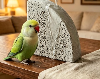 Plataforma de piedra volcánica lavable para loros - Soporte de esquina recubierto de arena para recortar uñas - Accesorios para jaulas de periquitos y cacatúas, 4 tamaños