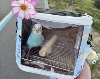 Portable Bird Carrier Bag with Perch, Small Animal Travel Case, Breathable Parrot Cage
