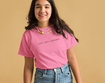 Youth "Calm Confident" Graphic Tee, Motivational Kids Shirt - Variety of Colors