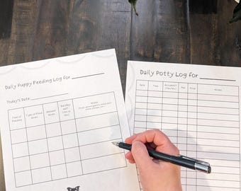 Puppy Potty Log and Feeding Tracker Printable | Dog Care Planner PDF Digital Download