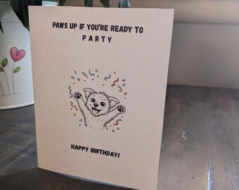 Paws Up Birthday Printable - Blank Inside | Funny Dog Lover Greeting | Instant Download