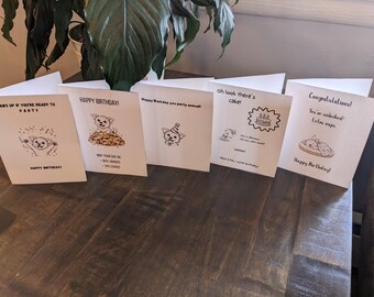 Funny Dog Birthday Card Bundle Printable- Blank Inside | 5 Dog-Themed Birthday Cards PDF