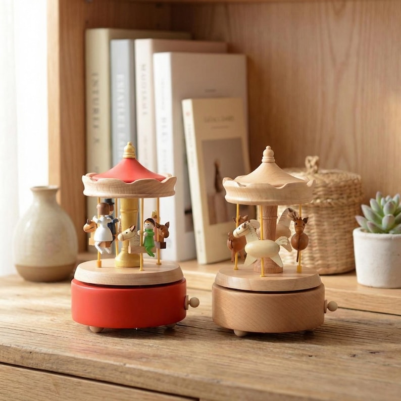 Wooden Carousel Music Box, Baby Keepsake Gift - Etsy