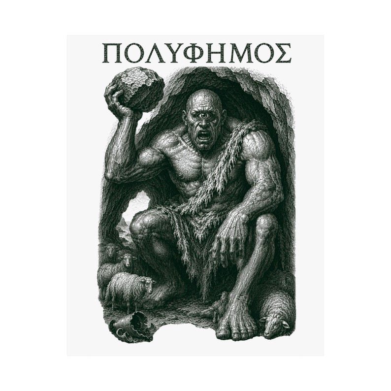 Polyphemus Cyclops Wall Art Poster | Greek Mythology Matte Print, The Odyssey Homer Ancient Greece Decor image 18