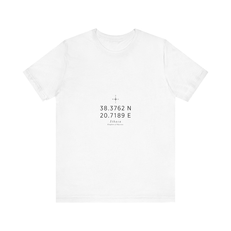 Ithaca Coordinates T-Shirt | Greek Island Location Tee | Homer Odyssey Kingdom of Odysseus Dark Academia image 1
