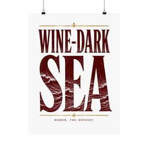 Wijnkleurige zee muurposter | Homerus' Odyssee matte print, Griekse mythologie literaire citaat, decoratie voor het oude Griekenland afbeelding 9