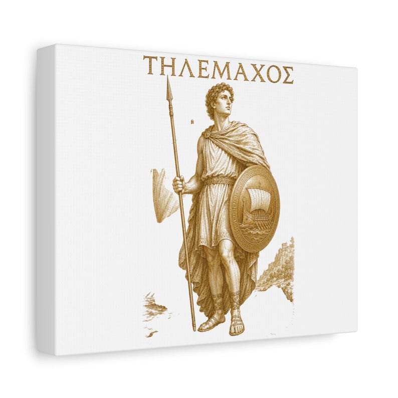 Telemachus Greek Hero Canvas Wall Art | The Odyssey Homer Ancient Greece Mythology Home Decor Gift image 1