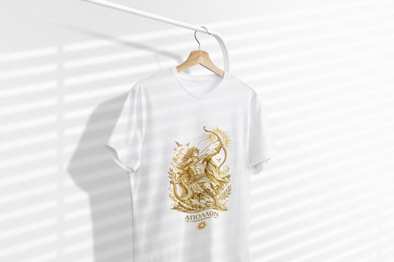 Apollo Greek God T-Shirt | Sun God Lyre Mythology Tee | Ancient Greece Graphic Shirt | Gift for Music Lover | Unisex Soft Cotton image 5