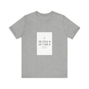 Ithaca Coordinates T-Shirt | Greek Island Location Tee | Homer Odyssey Kingdom of Odysseus Dark Academia image 5