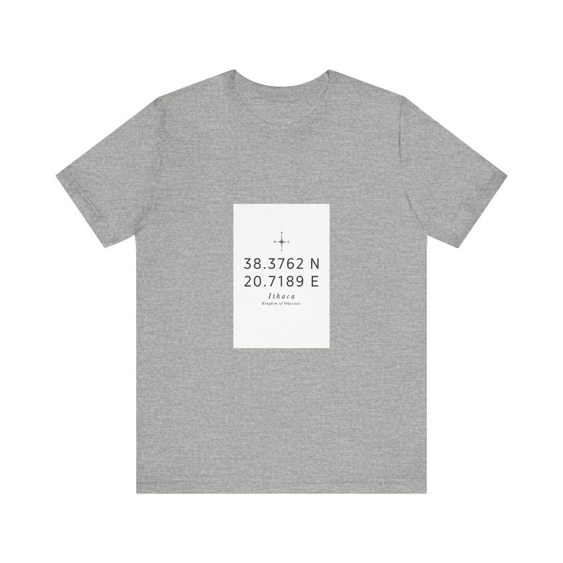 Ithaca Coordinates T-Shirt | Greek Island Location Tee | Homer Odyssey Kingdom of Odysseus Dark Academia image 5