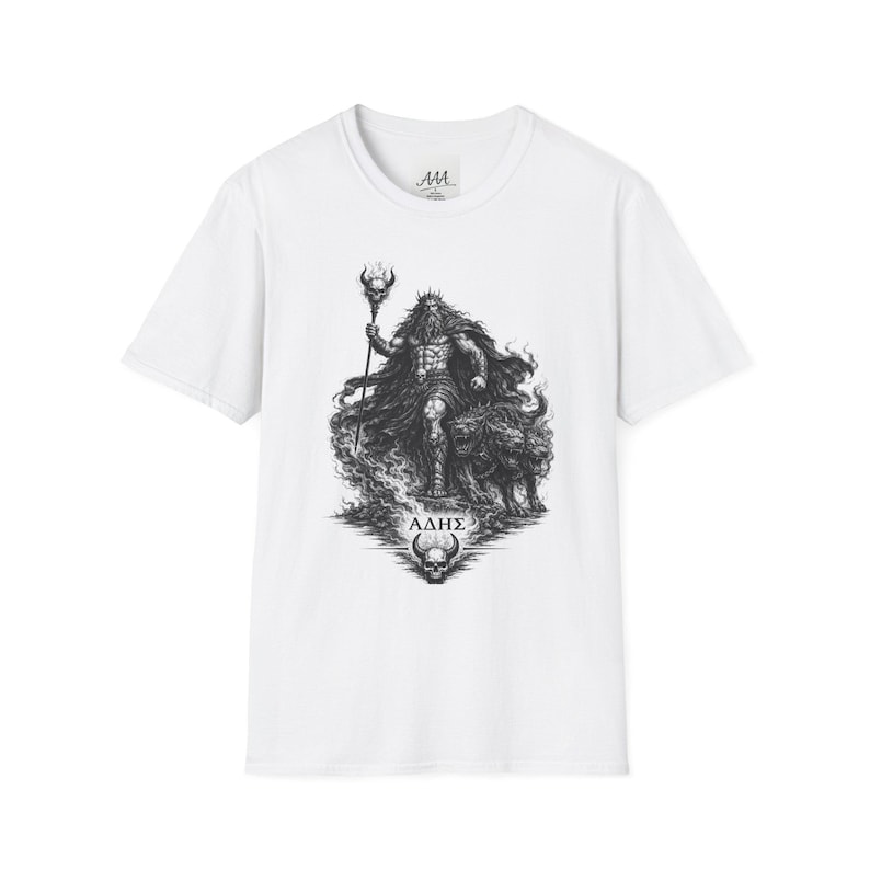 ハデス（ギリシャ神話の神）Tシャツ｜ダークファンタジー ハデスとケルベロス ユニセックスTシャツ｜オリンピアンコレクション 画像 1