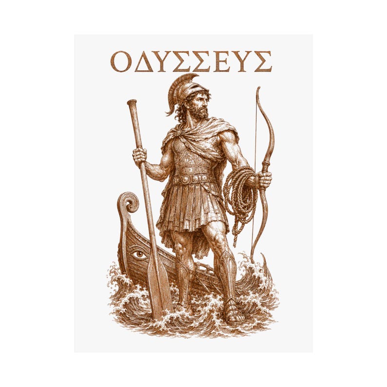 Odysseus Wall Art Poster | Greek Mythology Matte Print, The Odyssey Homer Ancient Greece Decor image 2