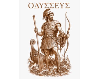 Odysseus Wall Art Poster | Greek Mythology Matte Print, The Odyssey Homer Ancient Greece Decor