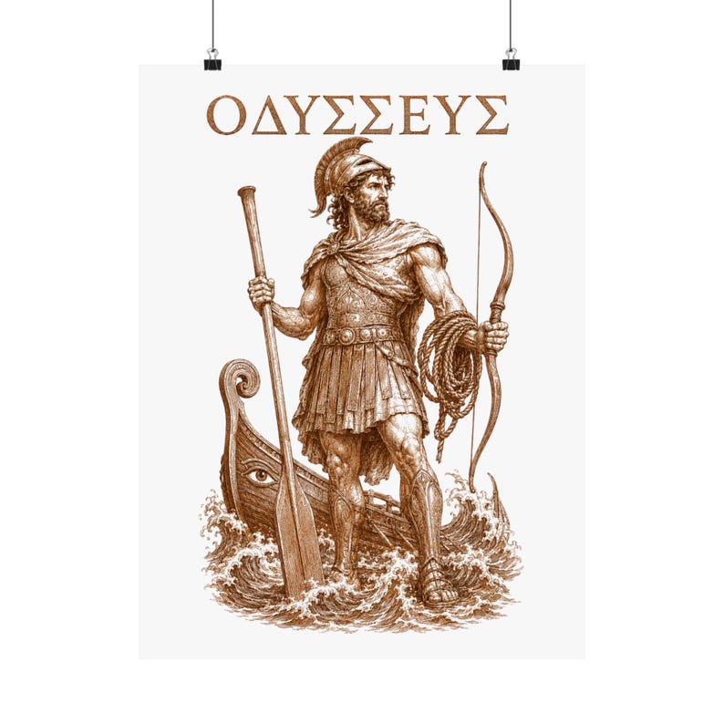 Odysseus Wall Art Poster | Greek Mythology Matte Print, The Odyssey Homer Ancient Greece Decor image 1