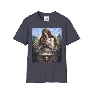 Persephone Aesthetic T-Shirt, Dark Feminine Mythology Shirt, Gothic Floral Goddess Tee, Olympian Collection image 11