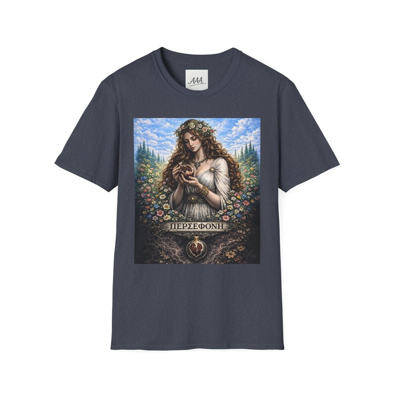 Persephone Aesthetic T-Shirt, Dark Feminine Mythology Shirt, Gothic Floral Goddess Tee, Olympian Collection image 11