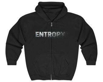 Hoodie met volledige ritssluiting en entropie | Wetenschappelijke humoristische hoodie | Natuurkundecadeau voor nerds | STEM-hoodie met ritssluiting | Grappige wetenschappelijke hoodie