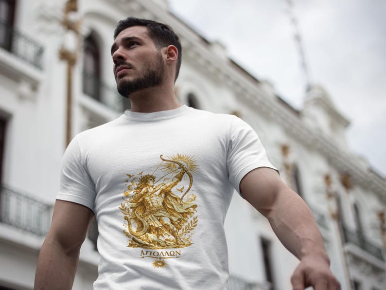 Apollo Greek God T-Shirt | Sun God Lyre Mythology Tee | Ancient Greece Graphic Shirt | Gift for Music Lover | Unisex Soft Cotton image 2