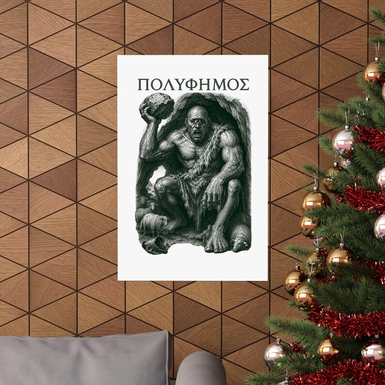 Polyphemus Cyclops Wall Art Poster | Greek Mythology Matte Print, The Odyssey Homer Ancient Greece Decor image 4