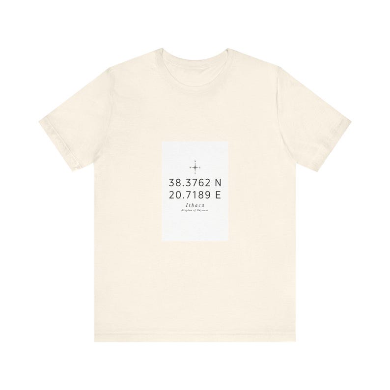 Ithaca Coordinates T-Shirt | Greek Island Location Tee | Homer Odyssey Kingdom of Odysseus Dark Academia image 4