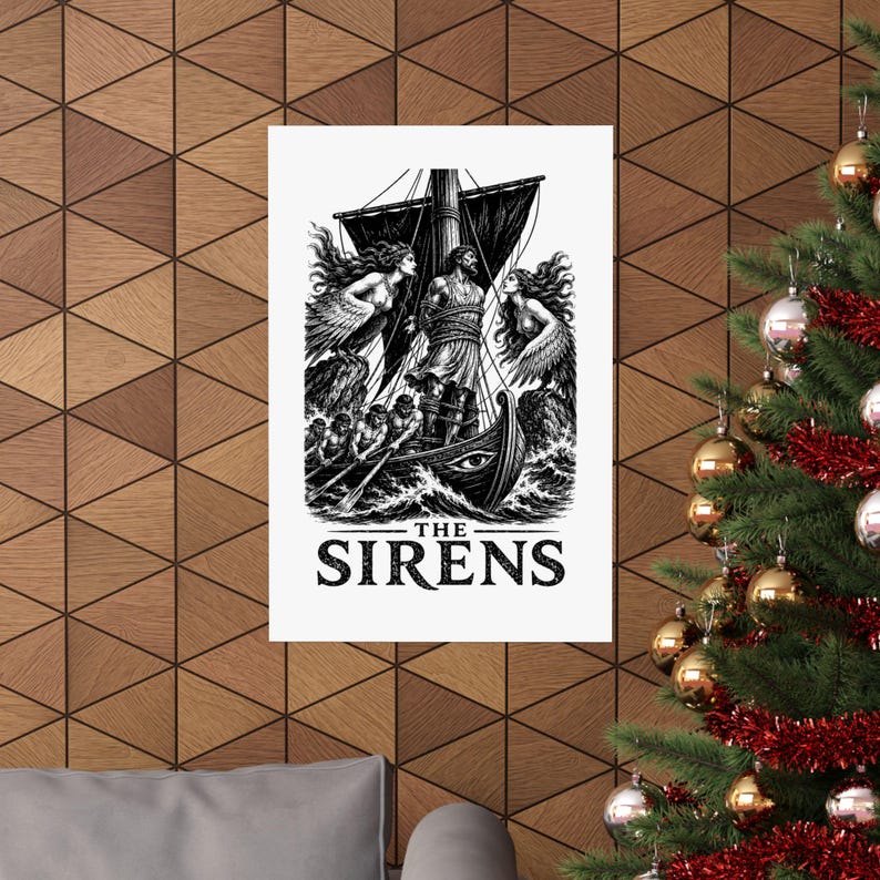 Póster de arte mural de Las Sirenas / Impresión mate de mitología griega, La Odisea de Homero, decoración de la Antigua Grecia imagen 4