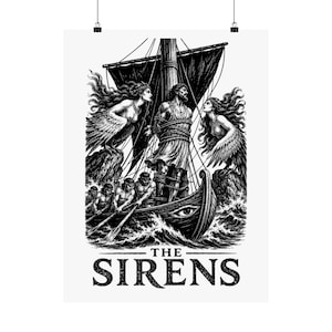 Póster de arte mural de Las Sirenas / Impresión mate de mitología griega, La Odisea de Homero, decoración de la Antigua Grecia imagen 9