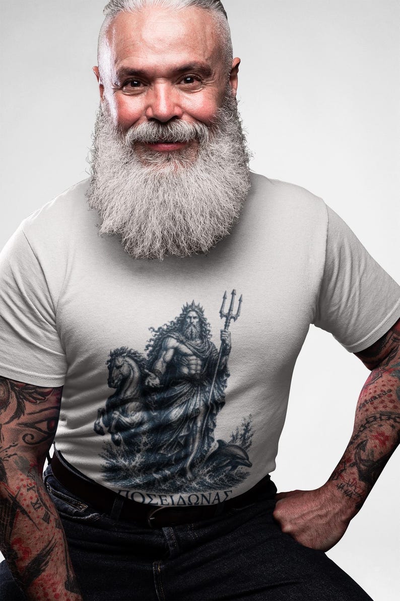 Poseidon T-Shirt | Greek God of the Sea Mythology Tee | Ancient Greece Graphic Shirt | Gift for Ocean Lover | Unisex Soft Cotton image 2