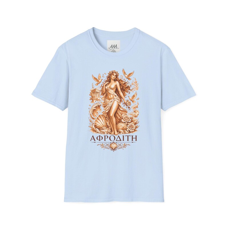 Aphrodite T-Shirt | Griechische Göttin der Liebe Mythologie Tee | Antikes Griechenland Grafik-Shirt | Geschenk für Sie | Weiche Unisex-Baumwolle Bild 6