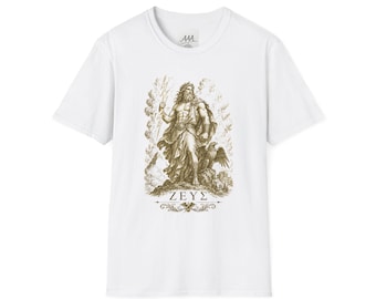 Zeus T-Shirt | King of the Gods Greek Mythology Tee | Ancient Greece Graphic Shirt | Gift for History Lover | Unisex Soft Cotton